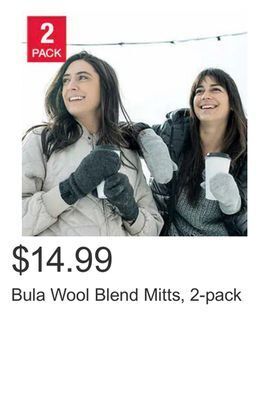 Costco Bula wool blend mitts, 2-pack offer