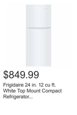 Costco Frigidaire 24 in. 12 cu ft. white top mount compact refrigerator with spacewise adjustable glass shelving offer