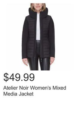 Costco Atelier noir women's mixed media jacket offer