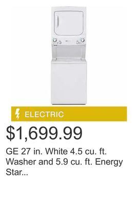 Costco Ge 27 in. white 4.5 cu. ft. washer and 5.9 cu. ft. energy star laundry centre offer