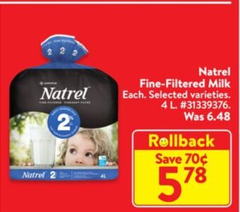 Walmart Natrel filtered milk offer