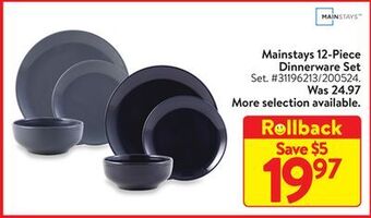 Walmart Mainstays 12-piece dinnerware set offer