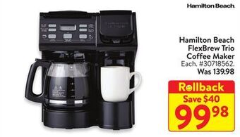 Walmart Hamilton beach flexbrew trio coffee maker offer