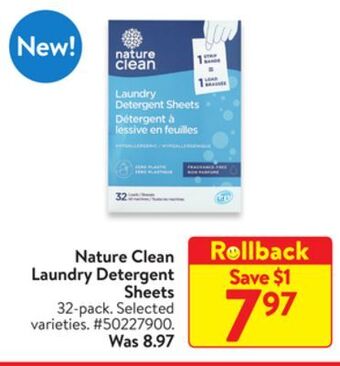 Walmart Nature clean laundry detergent sheets offer