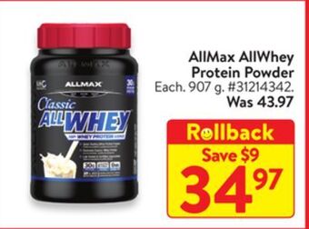 Walmart Allmax allwhey protein powder offer