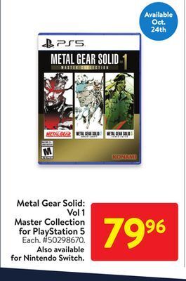 Walmart Metal gear solid: vol 1 master collection for playstation 5 offer