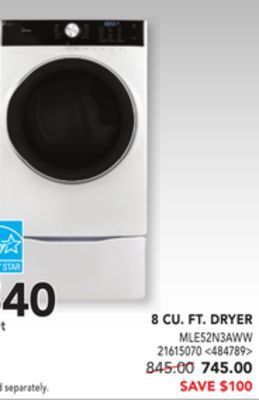 Lowe's Midea 8 cu. ft. dryer offer