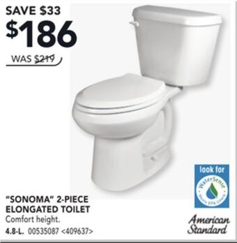 Lowe's American standard sonoma 2-piece elongated toilet offer