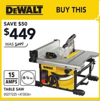 Lowe's Dewalt table saw offer