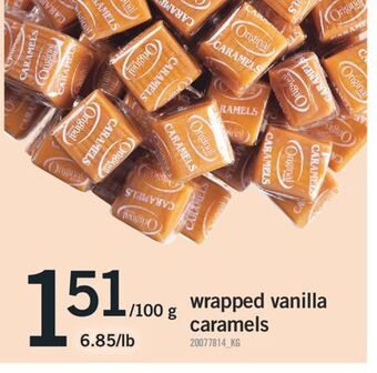 Fortinos Wrapped vanilla caramels,/100 g offer
