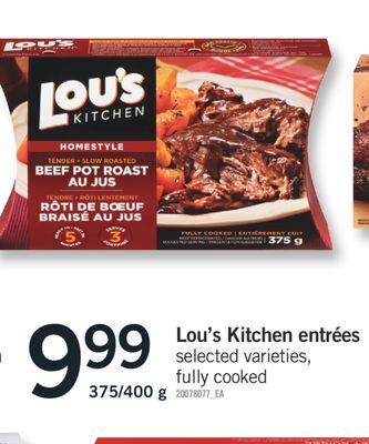 Fortinos Lou's kitchen entrées offer