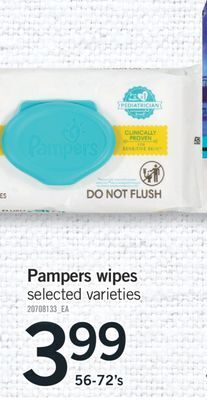 Fortinos Pampers wipes 56-72's offer