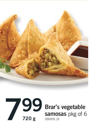 Fortinos Brar's vegetable samosas, 720g offer