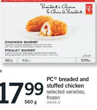 Fortinos Pc breaded and stuffed chicken offer
