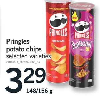 Fortinos Pringles potato chips 148/156 g offer