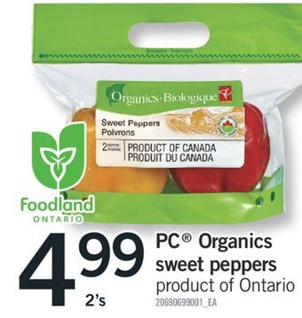 Fortinos Pc organics sweet peppers, 2's offer