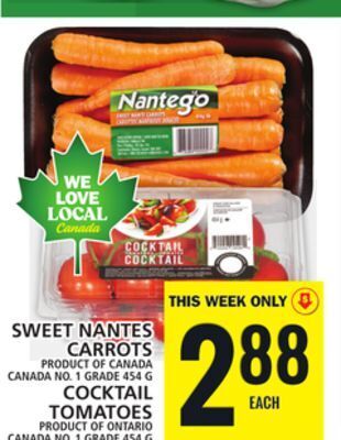 Food Basics Sweet nantes carrots or cocktail tomatoes offer