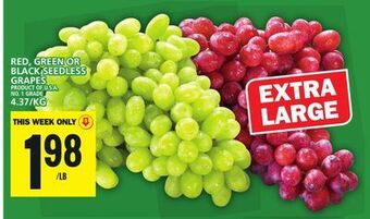 Food Basics Red, green or black seedless grapes offer