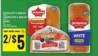 Food Basics Rudolph's bread or dempster's bread or buns offer