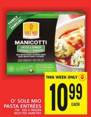 Food Basics O' sole mio pasta entrées offer