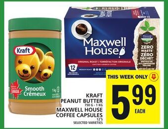 Food Basics Kraft peanut butter or maxwell house coffee capsules offer