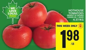 Food Basics Hothouse tomatoes offer