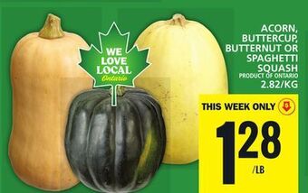 Food Basics Acorn, buttercup, butternut or spaghetti squash offer