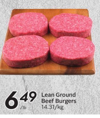 Sobeys Lean ground beef burgers offer