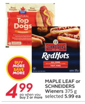 Sobeys Maple leaf or schneiders wieners offer