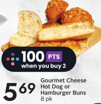 Sobeys Gourmet cheese hot dog or hamburger buns offer