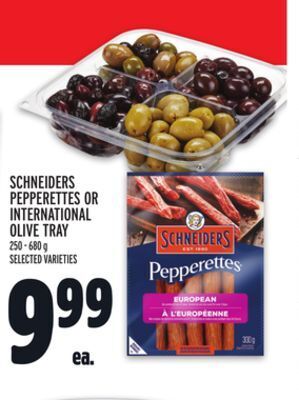 Metro Schneiders pepperettes or international olive tray offer