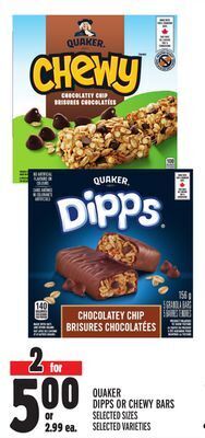 Metro Quaker dipps or chewy bars offer