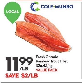 Longo's Fresh ontario rainbow trout fillet offer