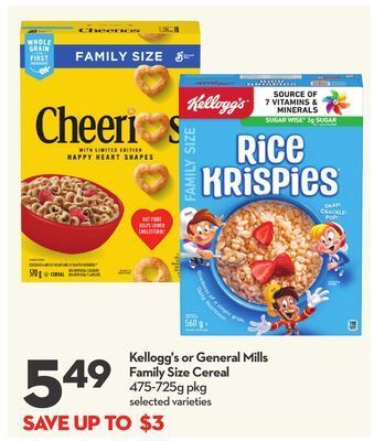 Longo's Kellogg's or general mills family size cereal offer