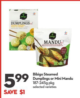 Longo's Bibigo steamed dumplings or mini mandu offer