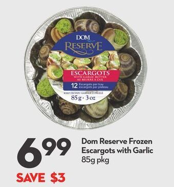 Longo's Dom reserve frozen escargots with garlic offer