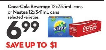 Longo's Coca-cola beverage 12x355ml cans or nestea 12x341ml cans offer