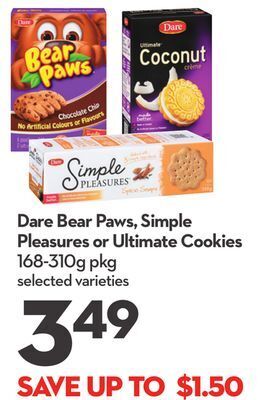 Longo's Dare bear paws, simple pleasures or ultimate cookies offer