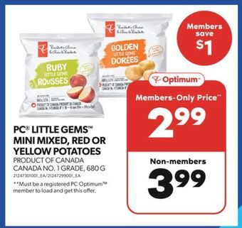 Real Canadian Superstore Pc little gems mini mixed, red or yellow potatoes, 680 g offer