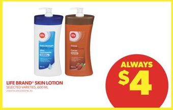 Real Canadian Superstore Life brand skin lotion, 600 ml offer