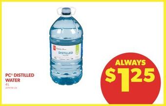 Real Canadian Superstore Pc distilled water, 4 l offer