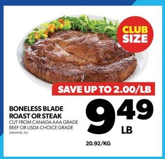 Real Canadian Superstore Boneless blade roast or steak offer