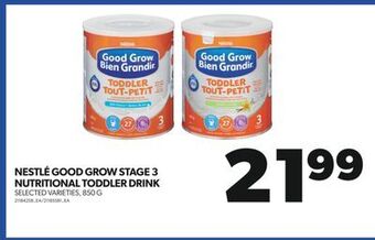 Real Canadian Superstore Nestlé good grow stage 3 nutritional toddler drink, 850 g offer