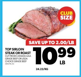 Real Canadian Superstore Top sirloin steak or roast offer