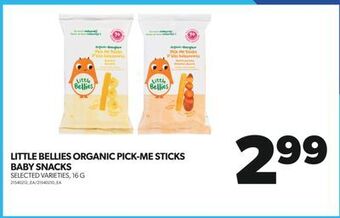 Real Canadian Superstore Little bellies organic pick-me sticks baby snacks, 16 g offer