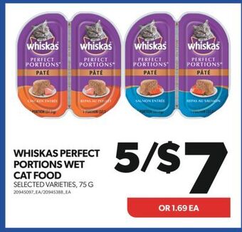 Real Canadian Superstore Whiskas perfect portions wet cat food, 75 g offer