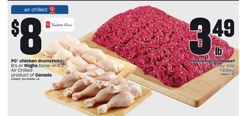 Independent Grocer Pc chicken drumsticks, 8's or thighs bone-in, 6's offer