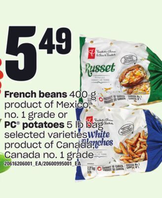 Independent Grocer French beans, 400 g, pc potatoes, 5 lb bag offer