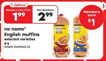 Independent Grocer No name english muffins, 6's offer