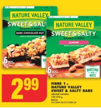 No Frills Fibre 1 or nature valley sweet & salty bars, 125-210 g offer